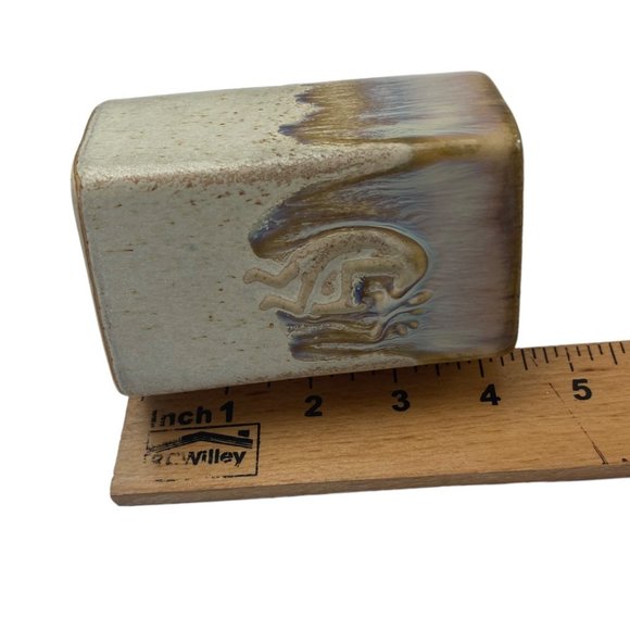 Vintage Drip Glaze Stoneware Rodolfo Padilla Tan Coffee Mug Flat Front 4.25" - Picture 3 of 9